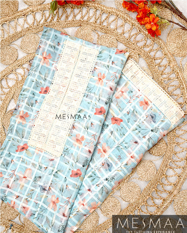 Linen Fabric With Floral Printed Suits