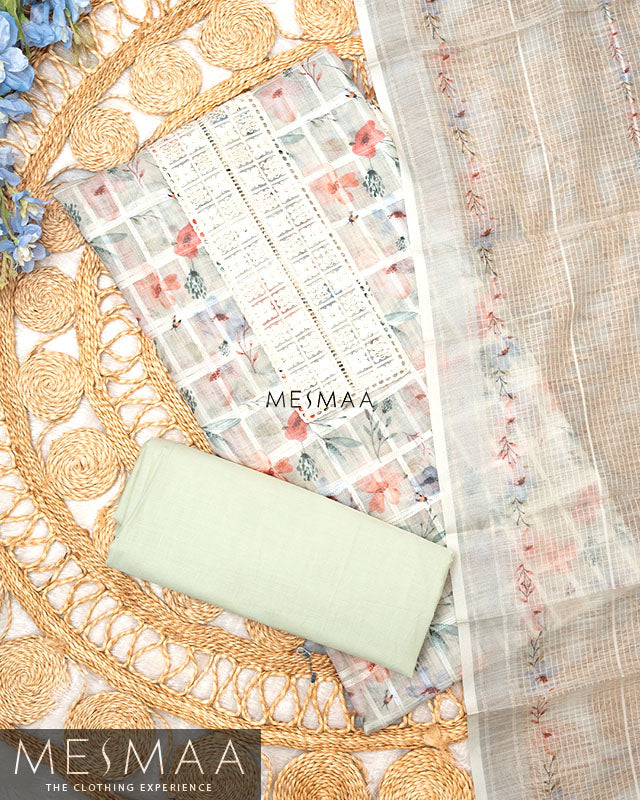 Linen Fabric With Floral Printed Suits
