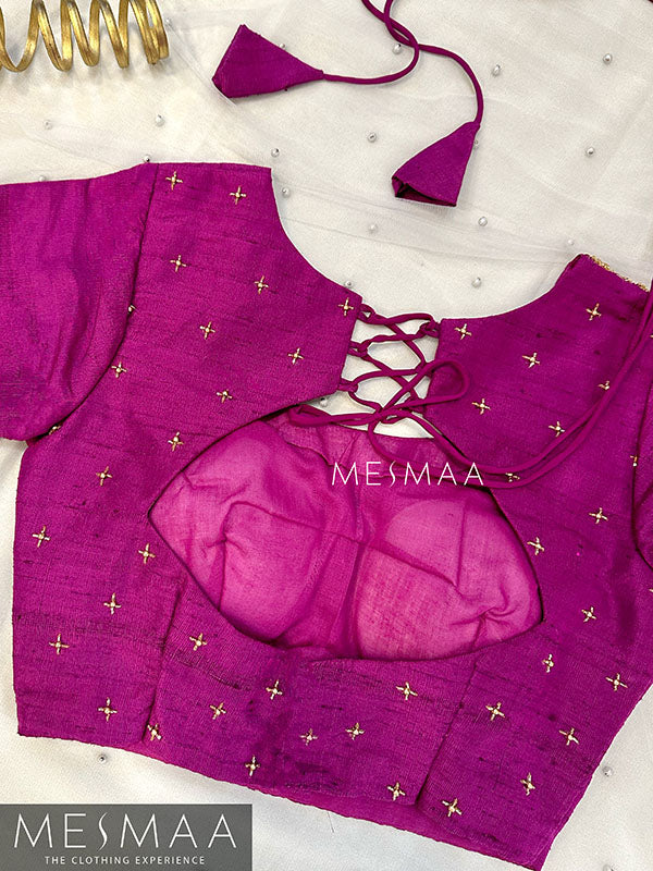 Purple aari work blue