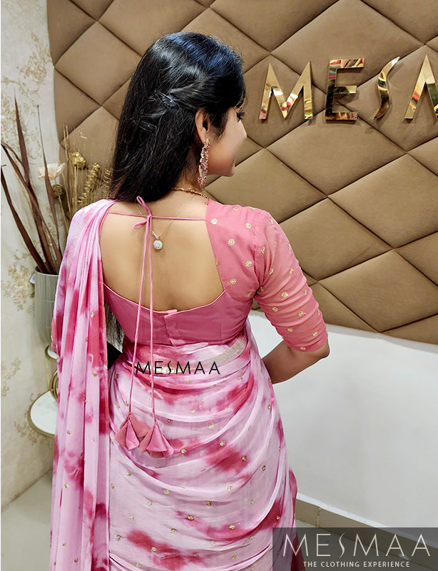 Flamingo pink half saree