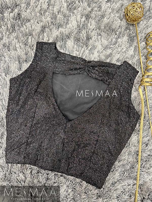 Black sequin crop top