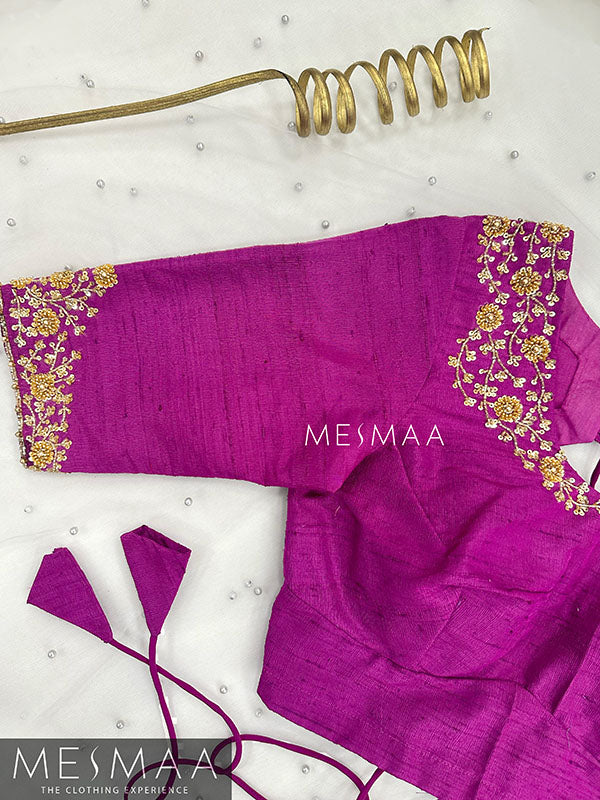 Purple aari work blue