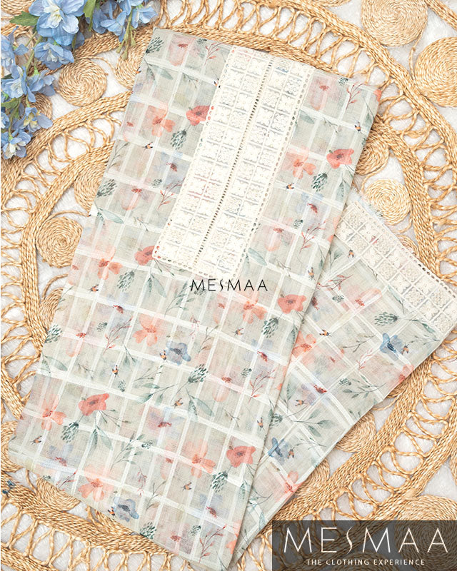 Linen Fabric With Floral Printed Suits