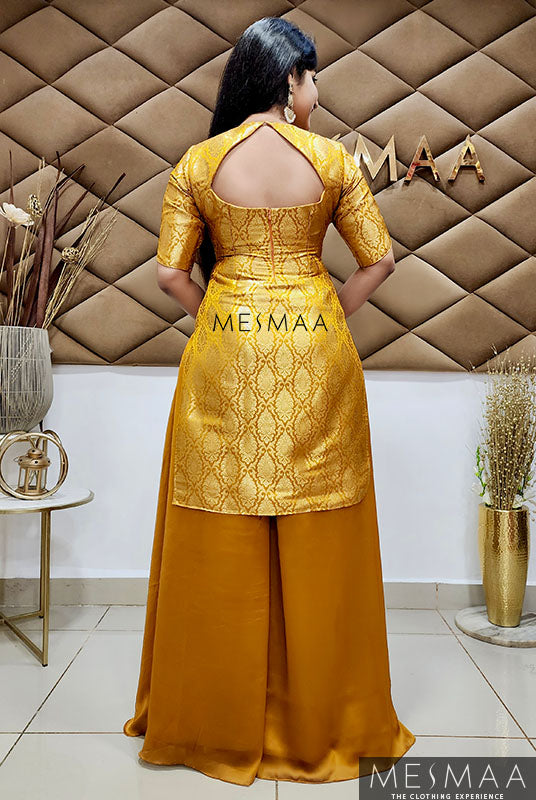 Golden mustard yellow sharara set
