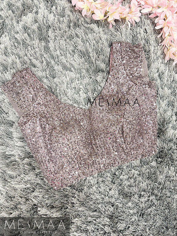Mauve sequin crop top