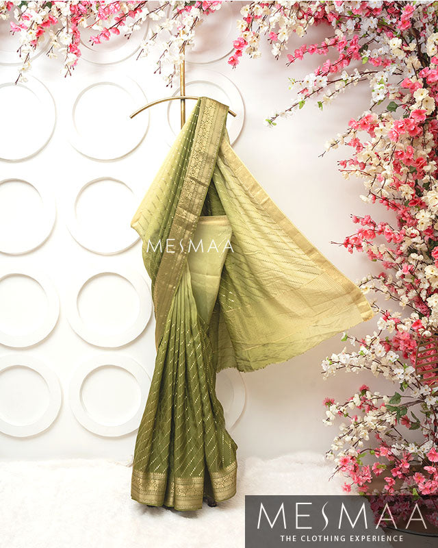 Pure chinon silk ombre sarees