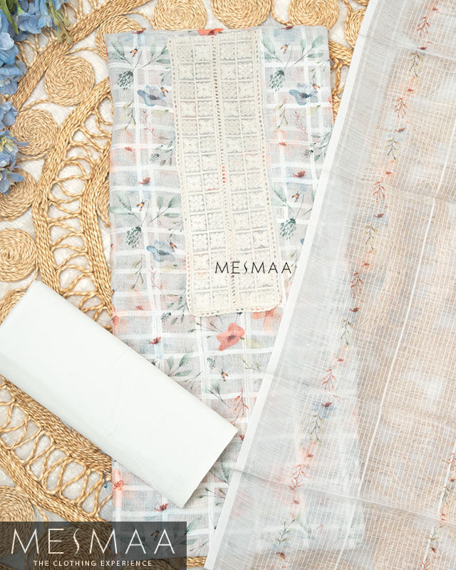 Linen Fabric With Floral Printed Suits