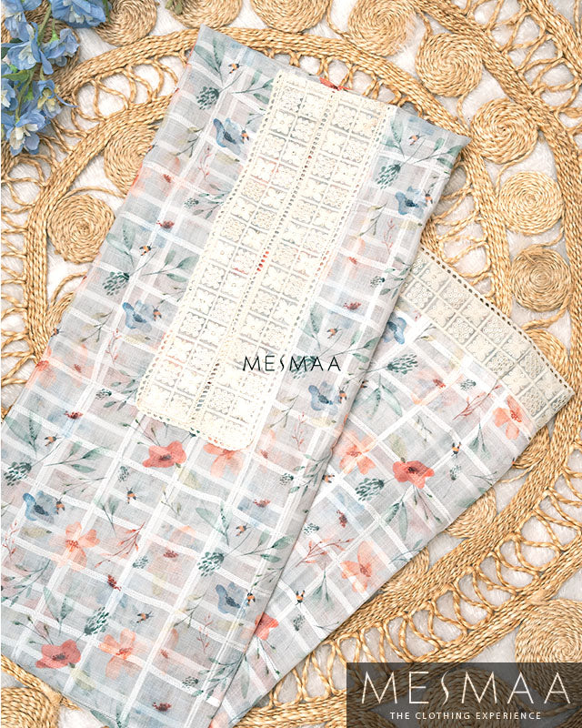 Linen Fabric With Floral Printed Suits