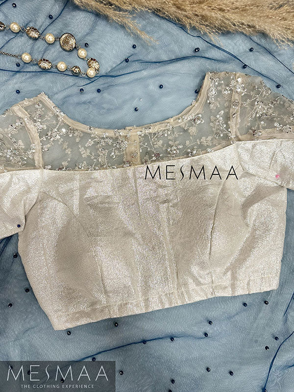 Silver tissue organsa blouse