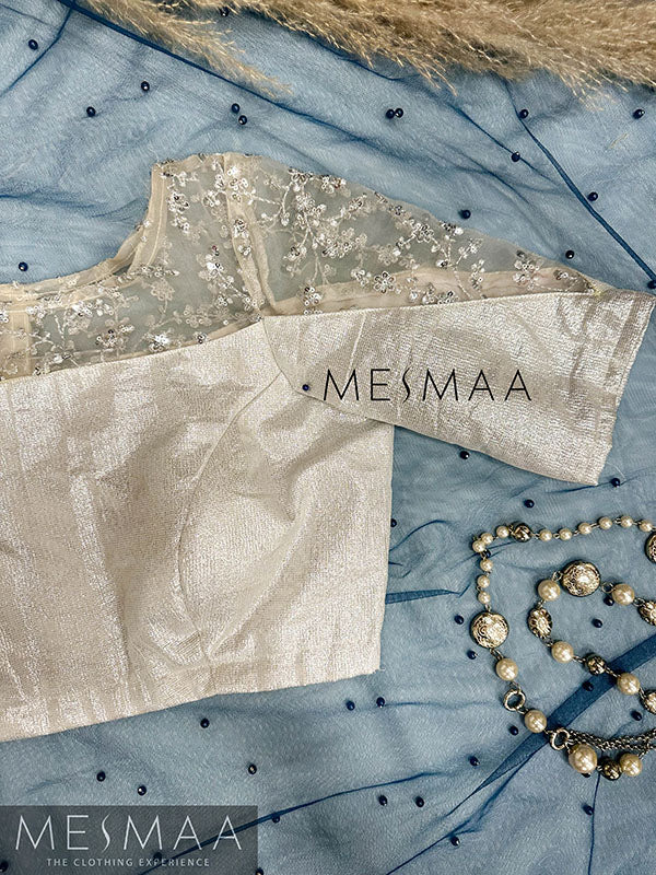 Silver tissue organsa blouse