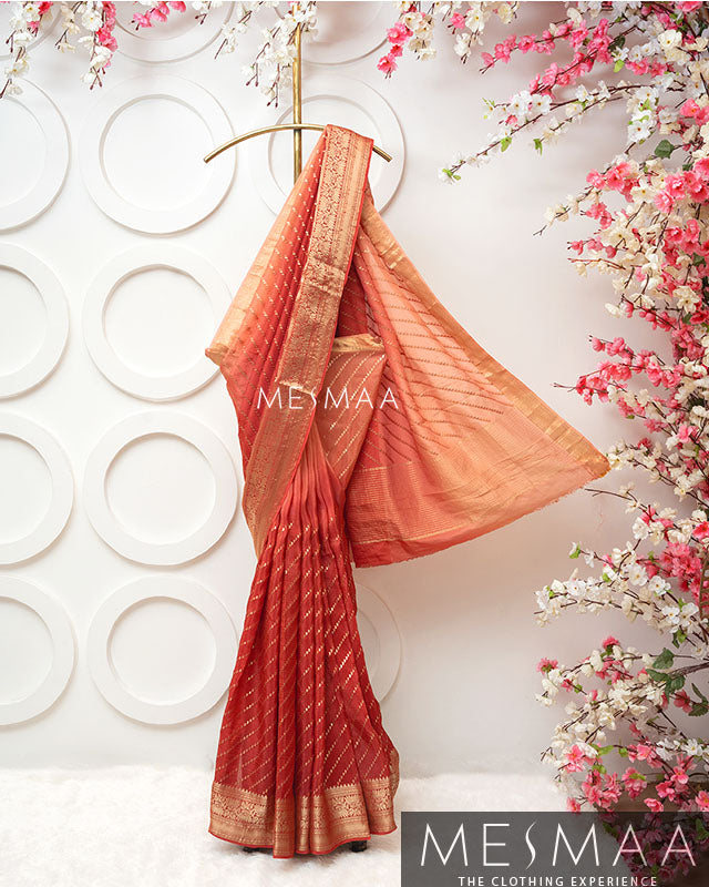 Pure chinon silk ombre sarees