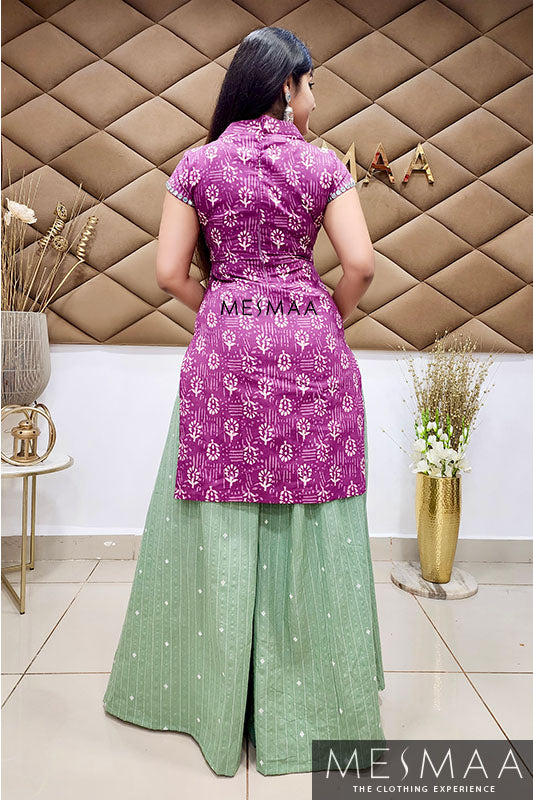 Lavender mint green sharara set