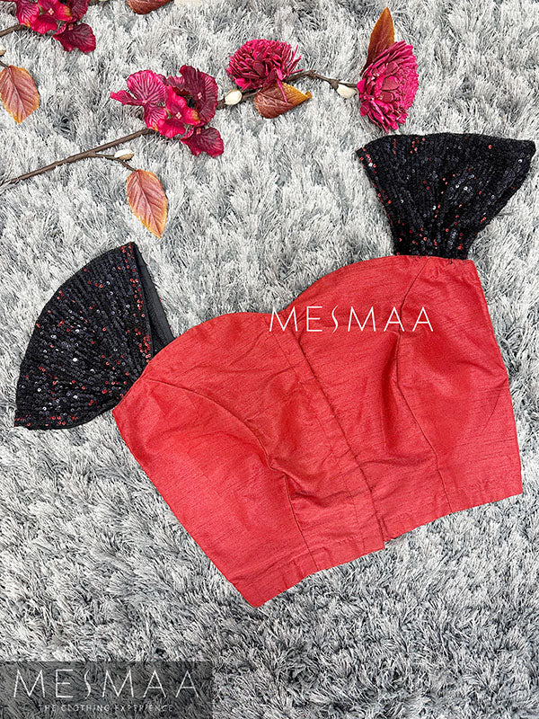 Maroon black crop top