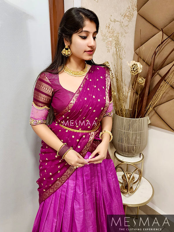 Purple lilac saree