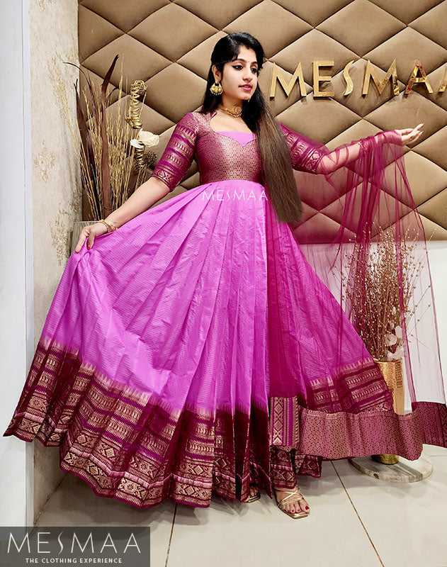 Vine lilac saree converted gown