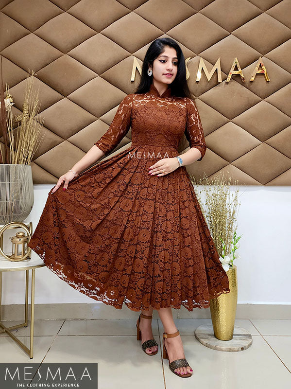 Coffee brown lace dress