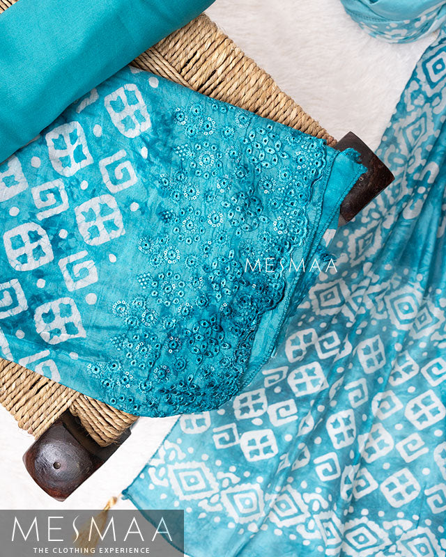 Chanderi silk with jaipur print silk suits