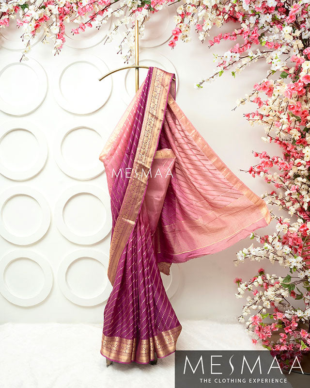 Pure chinon silk ombre sarees