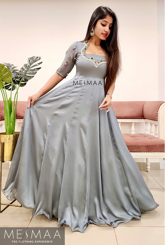 Grey handworked gown