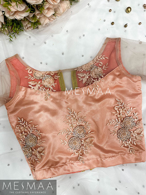Peach embroidered blouse