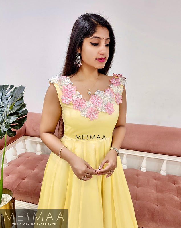 Baby yellow handworked gown