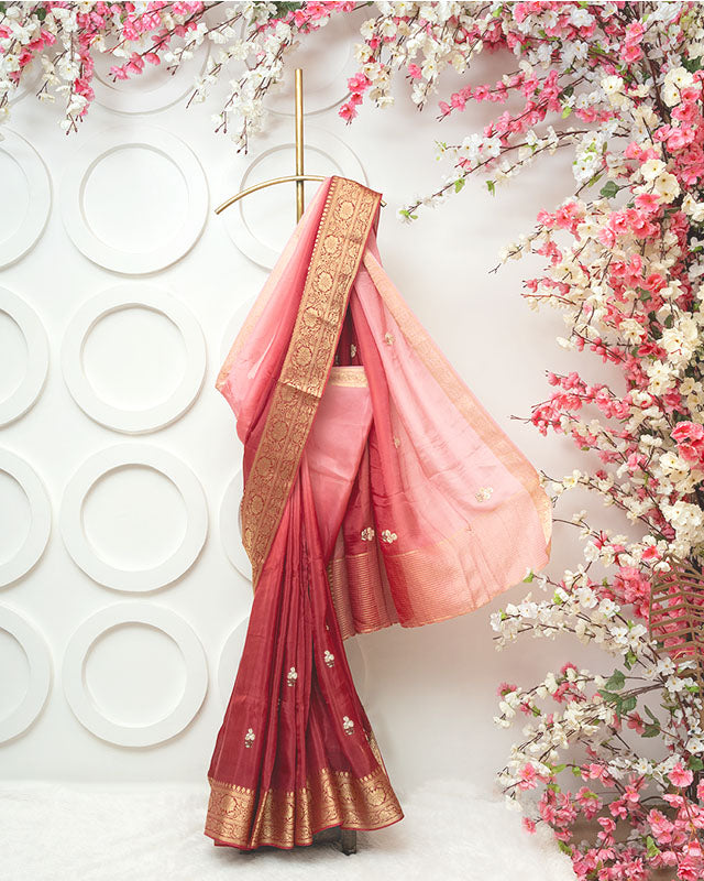 Pure chinon silk ombre sarees