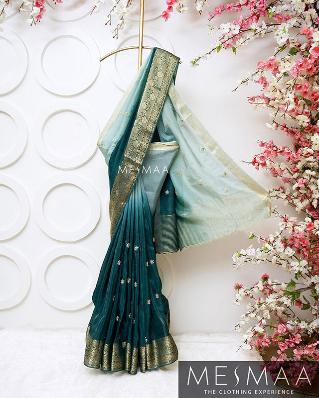Pure chinon silk ombre sarees