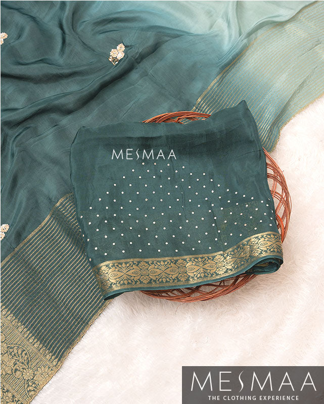 Pure chinon silk ombre sarees