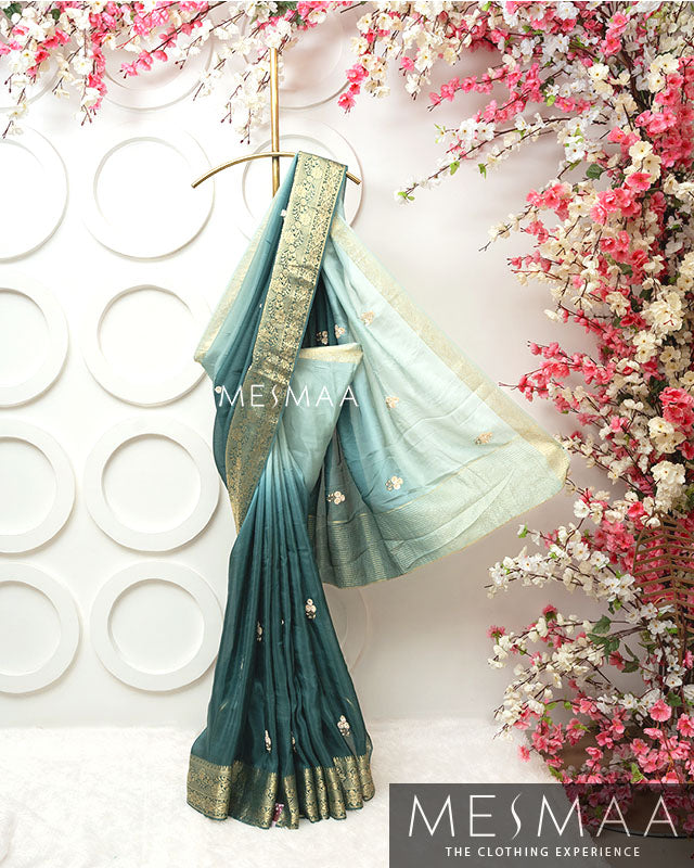 Pure chinon silk ombre sarees