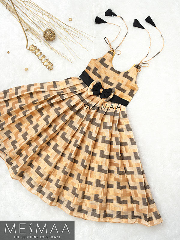 Beige black gown for kids