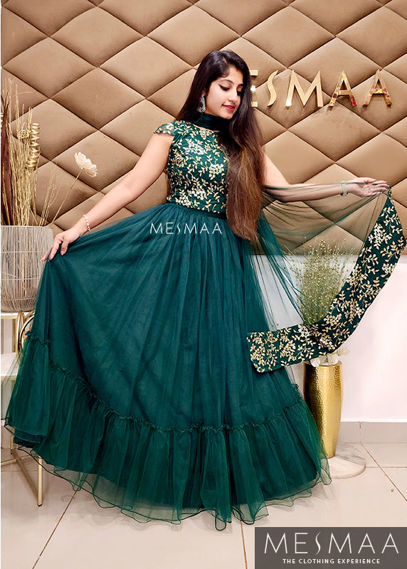 Bottle green lehenga