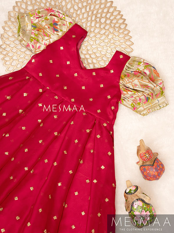 pink green kids gown