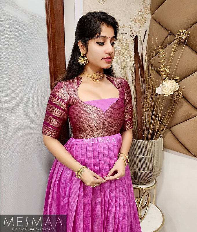 Vine lilac saree converted gown