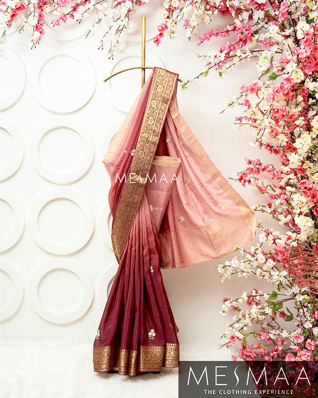 Pure chinon silk ombre sarees