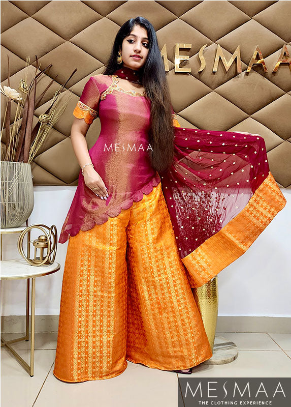 Maroon orange sharara set