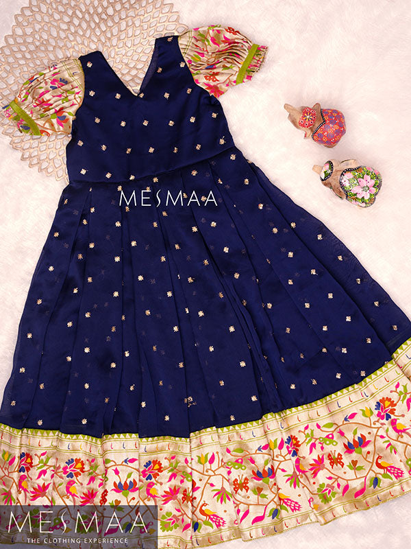 Royal Blue green kids gown