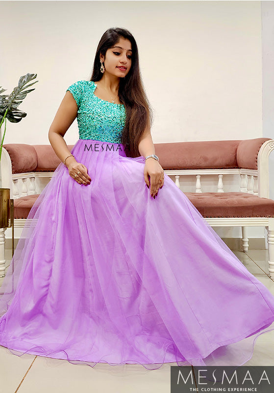 Turquoise lilac gown