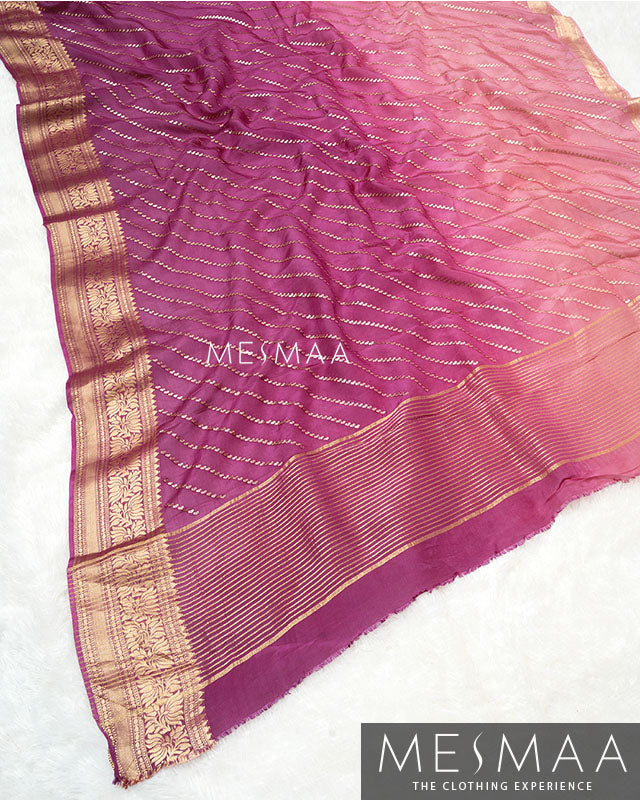 Pure chinon silk ombre sarees
