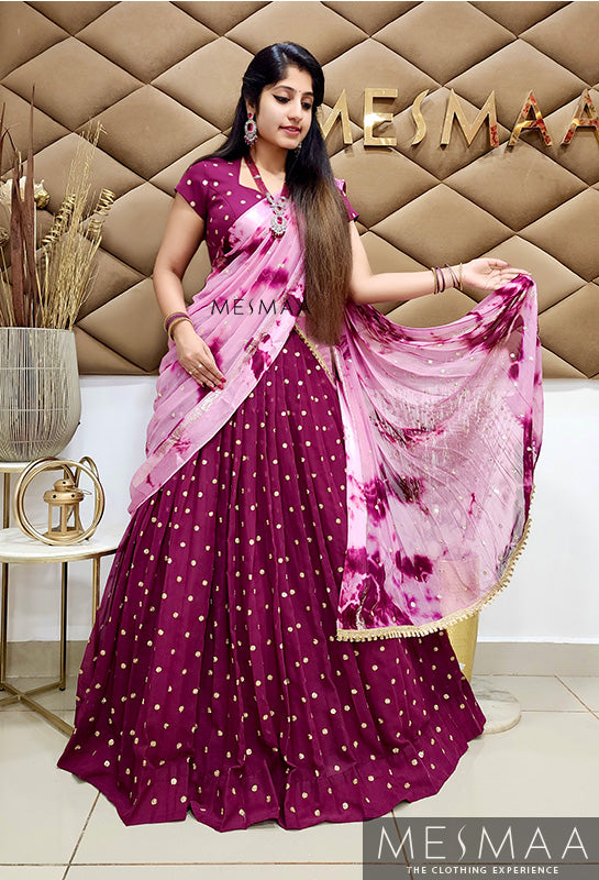 Purple half saree