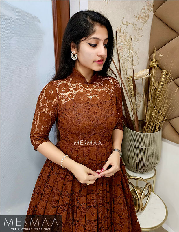 Coffee brown lace dress