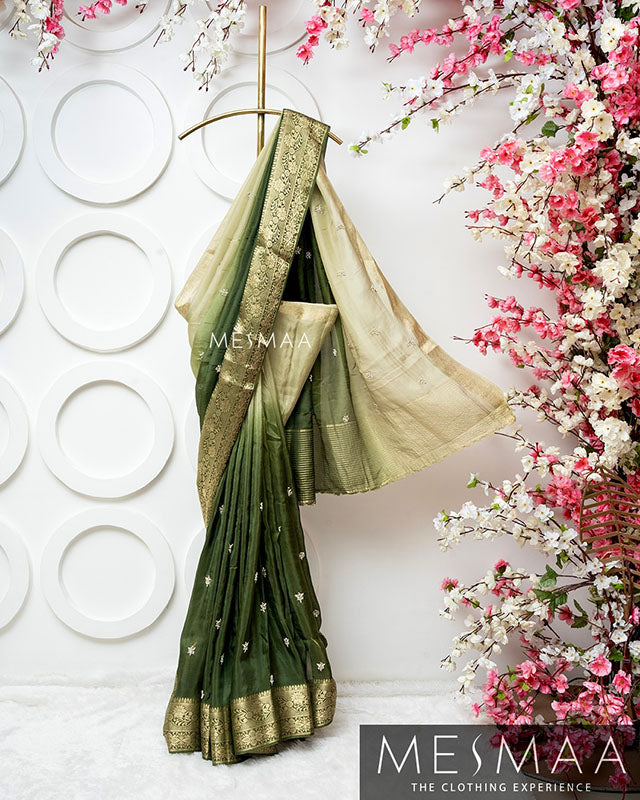 Pure chinon silk ombre sarees