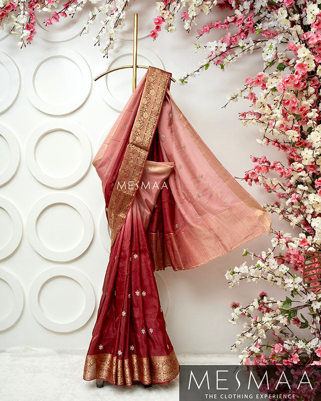 Pure chinon silk ombre sarees