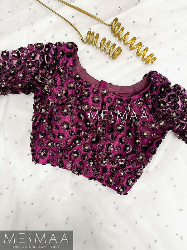 Purple embroidered blouse