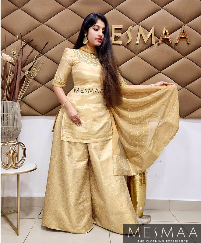 Golden beige sharara set