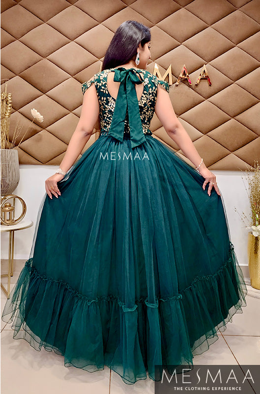 Bottle green lehenga