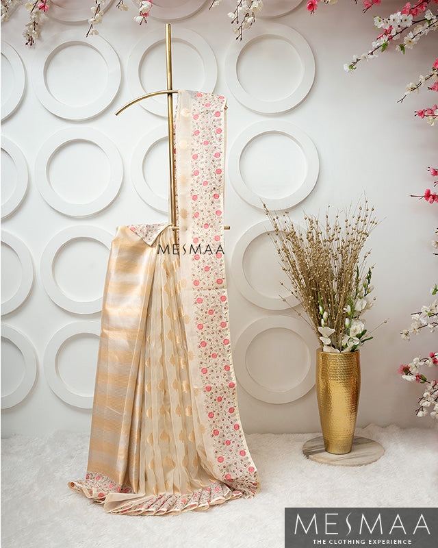 Organza Embroidered Print Saree