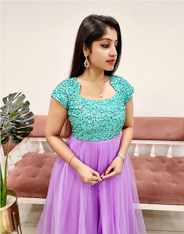 Turquoise lilac gown