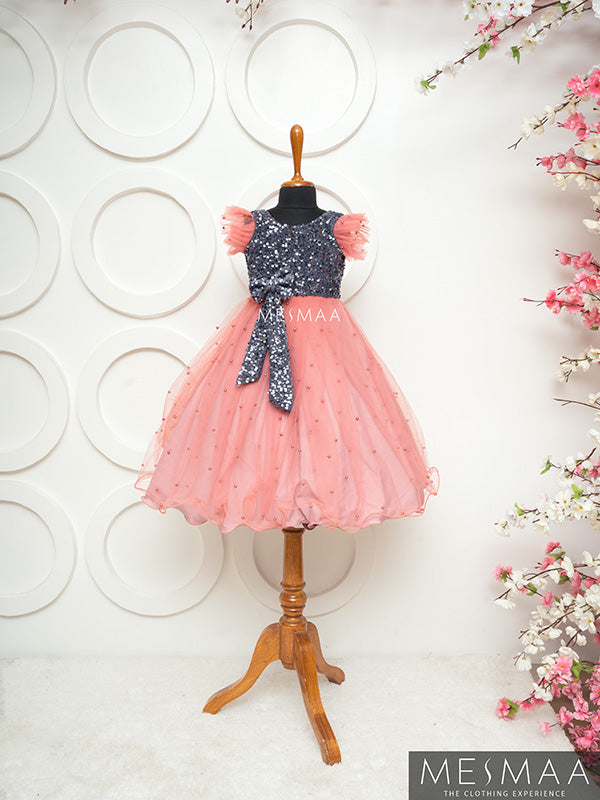 Pink grey kids gown