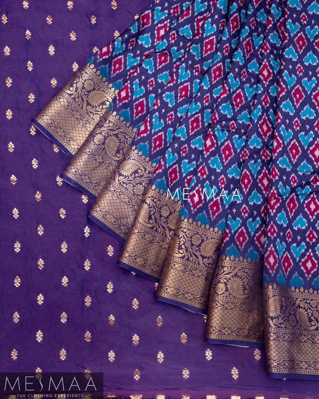 Modal silk with ikat print sarees
