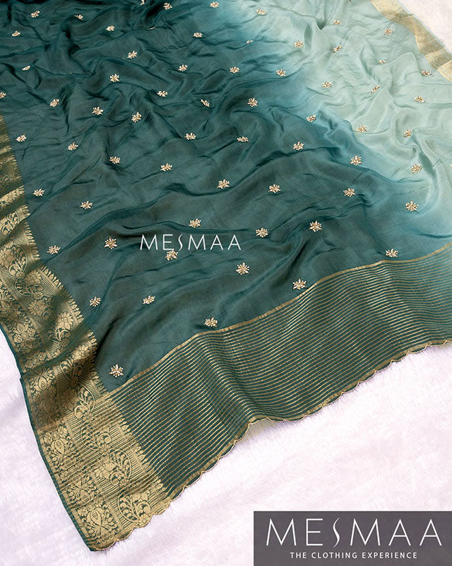 Pure chinon silk ombre sarees